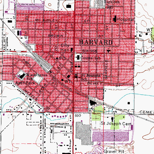 Topographic Map of Saint Joseph School, IL
