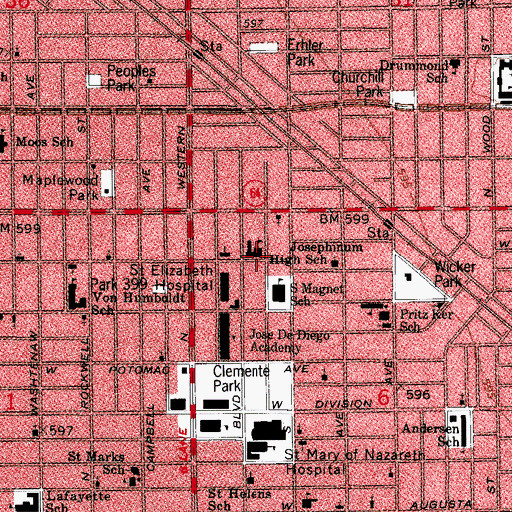 Topographic Map of Josephinum High School, IL