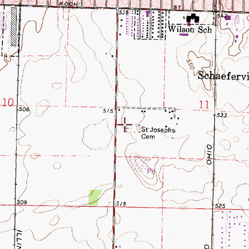 Topographic Map of Saint Joseph's Catholic Cemetery, IL