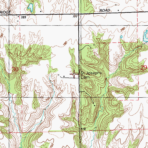 Topographic Map of Saint Joseph's Cemetery, IL