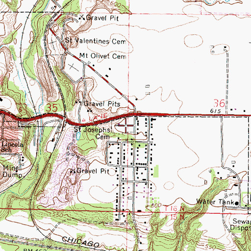 Topographic Map of Saint Josephs Cemetery, IL