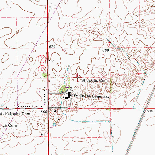 Topographic Map of Saint Judes Cemetery, IL