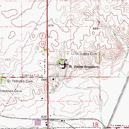 Topographic Map of Saint Judes Seminary, IL