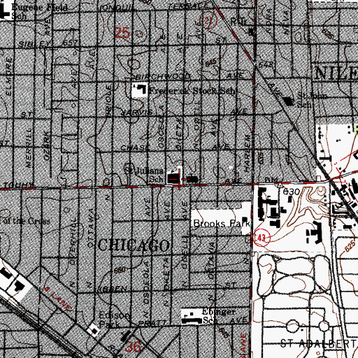 Topographic Map of Saint Juliana School, IL