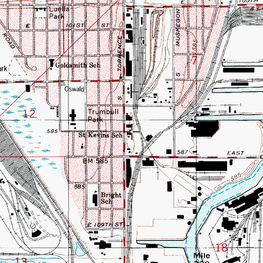 Topographic Map of Saint Kevins School, IL