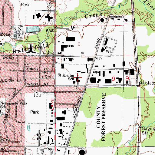 Topographic Map of Saint Kieran School, IL