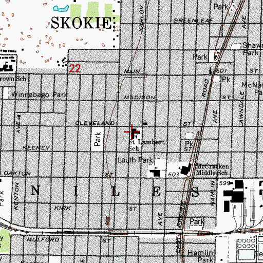 Topographic Map of Saint Lambert School, IL