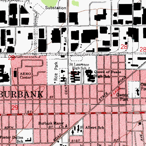Topographic Map of Saint Laurence High School, IL