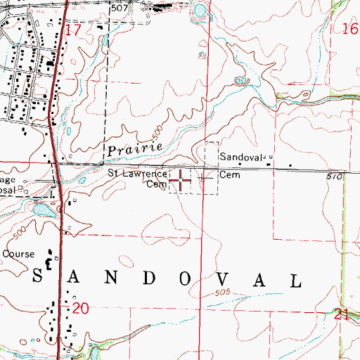 Topographic Map of Saint Lawrence Catholic Cemetery, IL