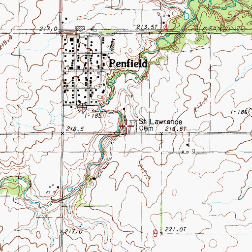 Topographic Map of Saint Lawrence Cemetery, IL