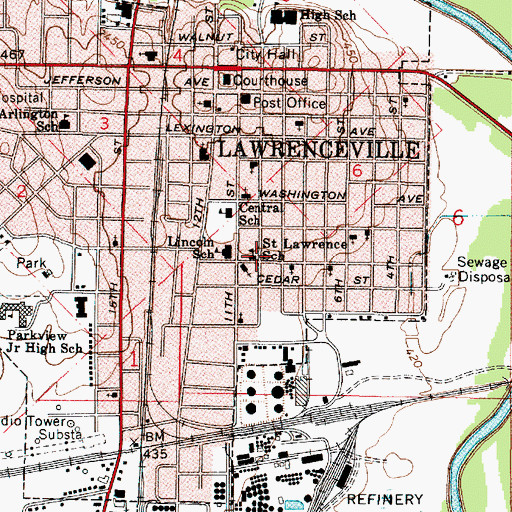Topographic Map of Saint Lawrence School, IL