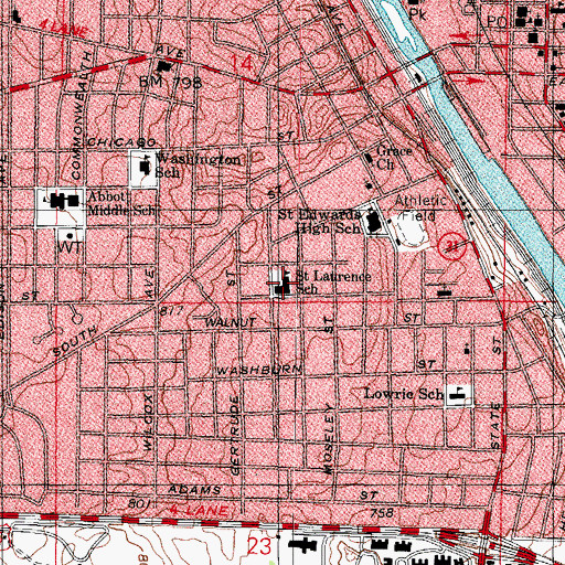Topographic Map of Saint Laurence School, IL