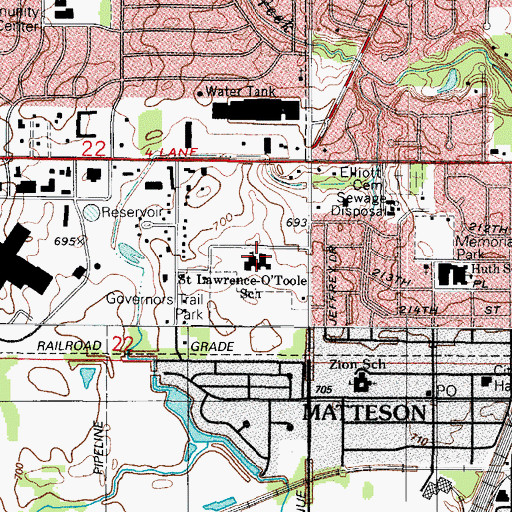Topographic Map of Saint Lawrence-O'Toole School, IL