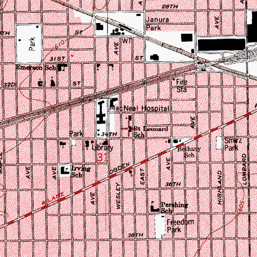 Topographic Map of Saint Leonard School, IL