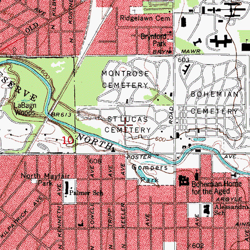 Topographic Map of Saint Luke Cemetery, IL