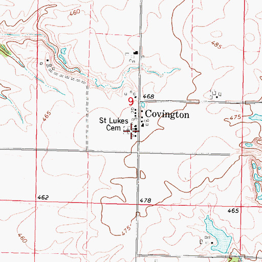 Topographic Map of Saint Lukes Cemetery, IL