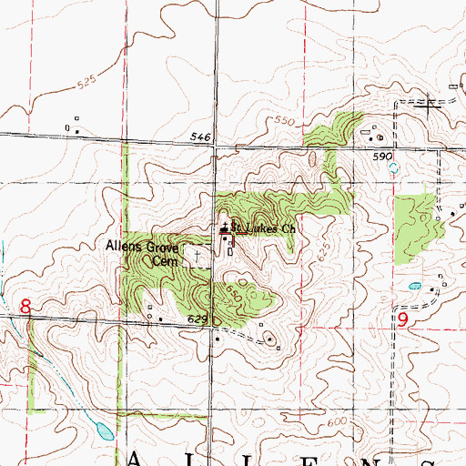 Topographic Map of Saint Lukes Church, IL