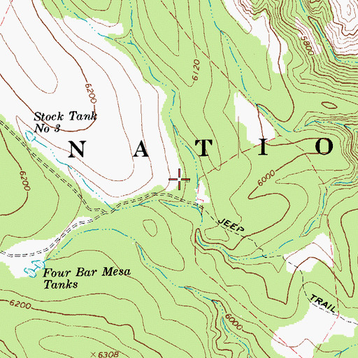 Topographic Map of Four Bar Mesa Cabin, AZ