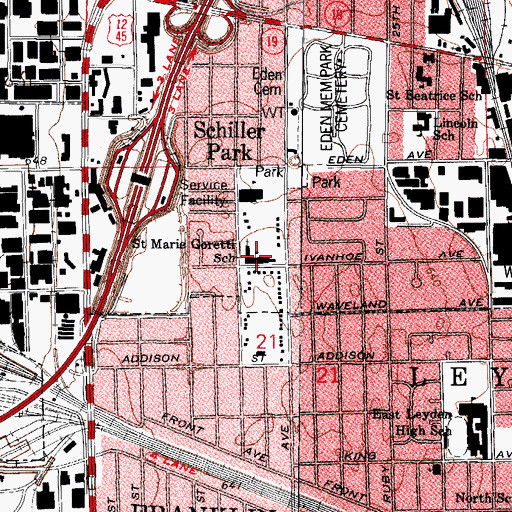 Topographic Map of Saint Marie Goretti School, IL