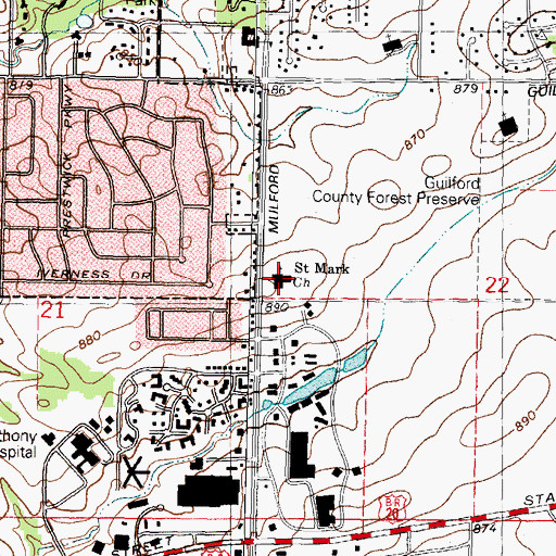 Topographic Map of Saint Mark Lutheran Church, IL