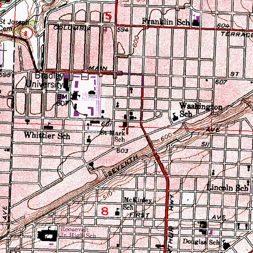 Topographic Map of Saint Mark School, IL