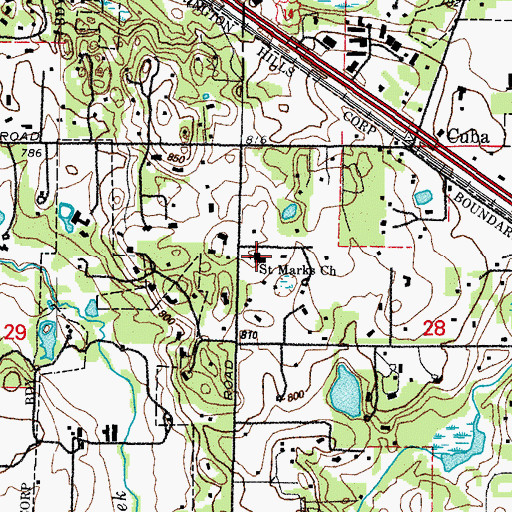 Topographic Map of Saint Mark Episcopal Church, IL