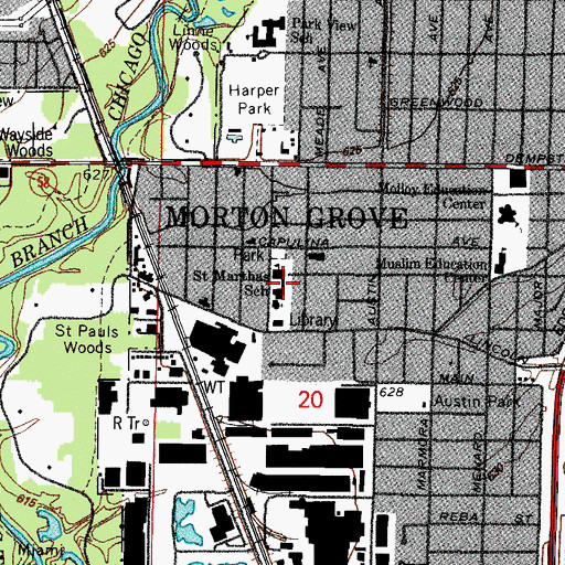 Topographic Map of Saint Marthas School, IL