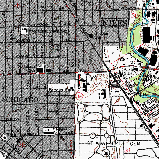 Topographic Map of Saint Mary of the Lake Seminary, IL