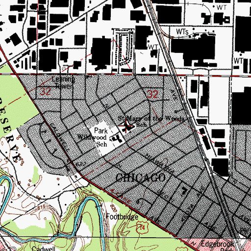 Topographic Map of Saint Mary of the Woods School, IL