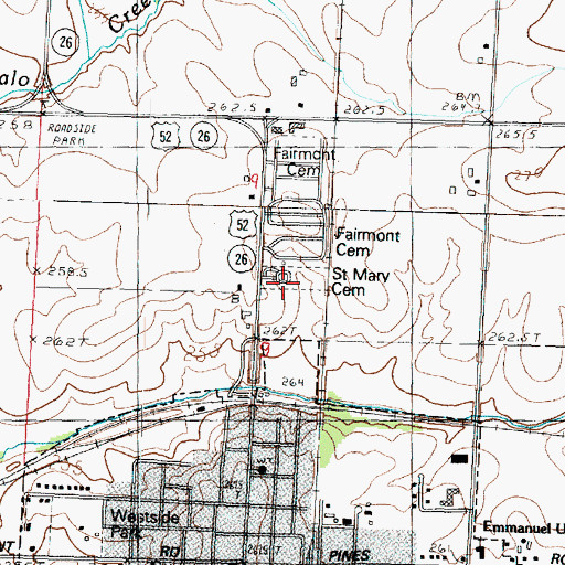 Topographic Map of Saint Mary's Cemetery, IL