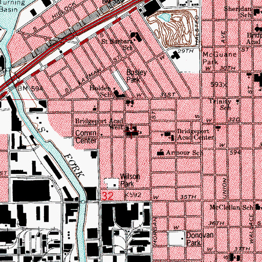 Topographic Map of Saint Mary Perpetual Help High School, IL