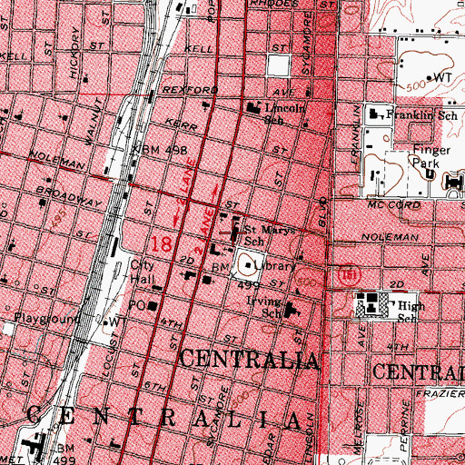 Topographic Map of Saint Mary School, IL