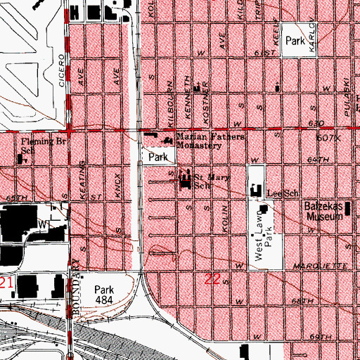 Topographic Map of Saint Mary School, IL