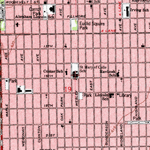 Topographic Map of Saint Mary School, IL