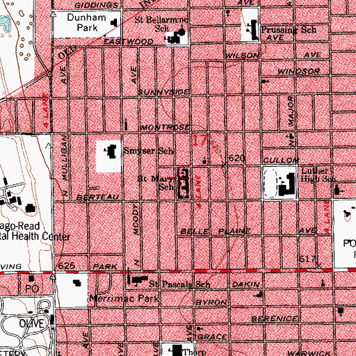 Topographic Map of Saint Mary School, IL