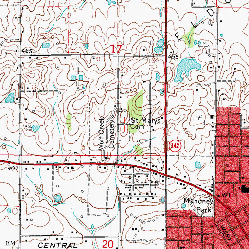 Topographic Map of Saint Mary Cemetery, IL