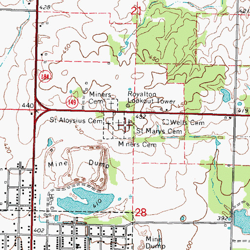 Topographic Map of Saint Marys Cemetery, IL
