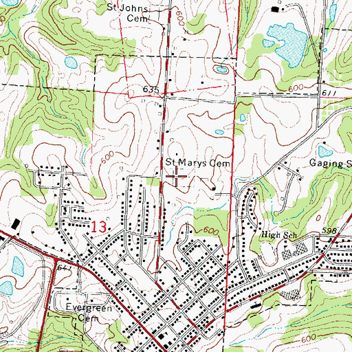 Topographic Map of Saint Marys Cemetery, IL