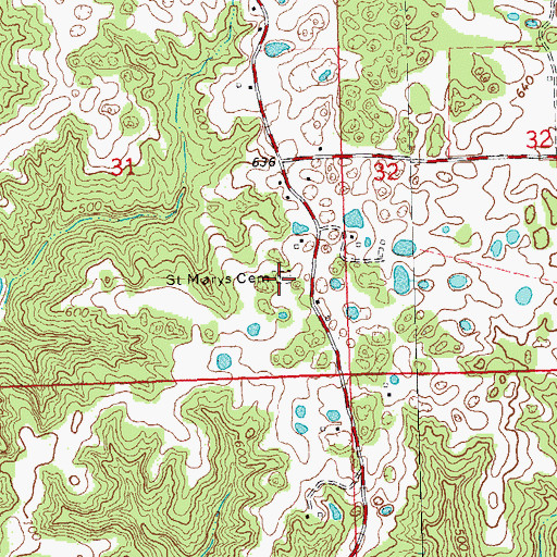 Topographic Map of Saint Marys Cemetery, IL