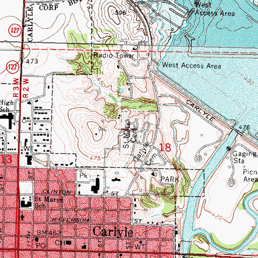Topographic Map of Saint Marys Cemetery, IL