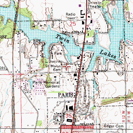 Topographic Map of Saint Marys Cemetery, IL