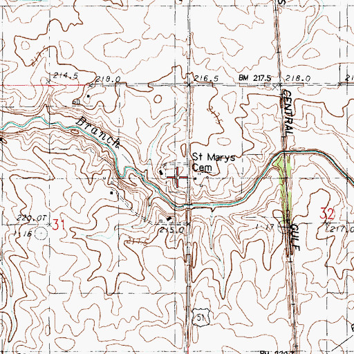 Topographic Map of Saint Marys Cemetery, IL