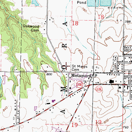 Topographic Map of Saint Marys Roman Cemetery, IL