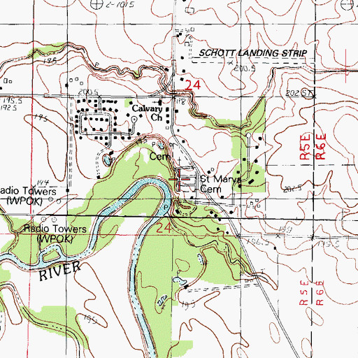 Topographic Map of Saint Mary's Catholic Cemetery, IL