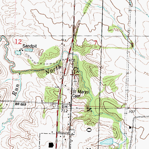 Topographic Map of Saint Marys Cemetery, IL