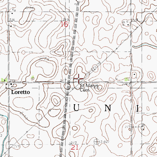 Topographic Map of Saint Mary's Catholic Cemetery, IL