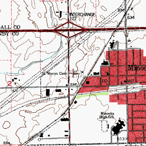 Topographic Map of Saint Marys Cemetery, IL