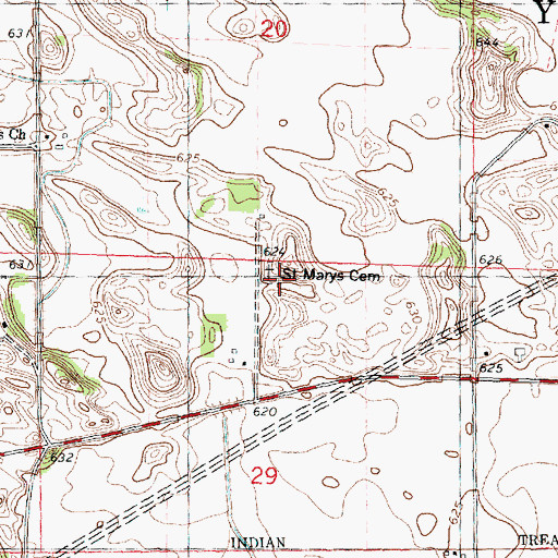 Topographic Map of Saint Marys Cemetery, IL
