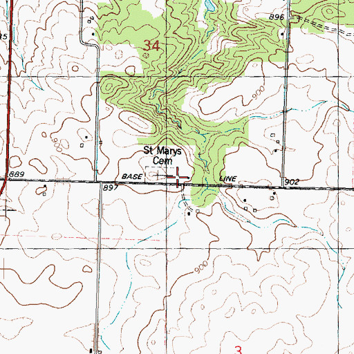 Topographic Map of Saint Mary's Cemetery, IL