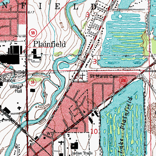 Topographic Map of Saint Mary's Immaculate Cemetery, IL